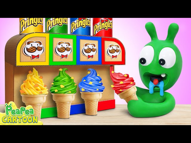 Pea Pea Tries to Make Pringles Ice Cream - Kid Learning - PeaPea Cartoon