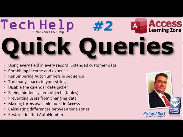 Microsoft Access TechHelp Quick Queries #2 - Income & Expenses, Renumbering AutoNumbers, More