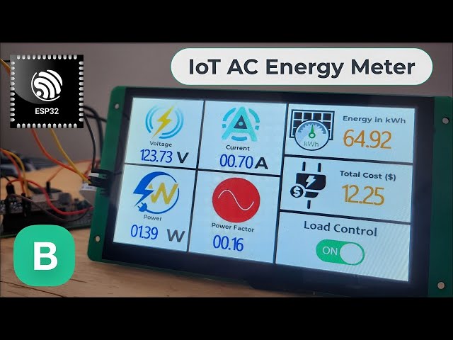 IoT AC Energy Meter using ESP32, HMI Display & Blynk