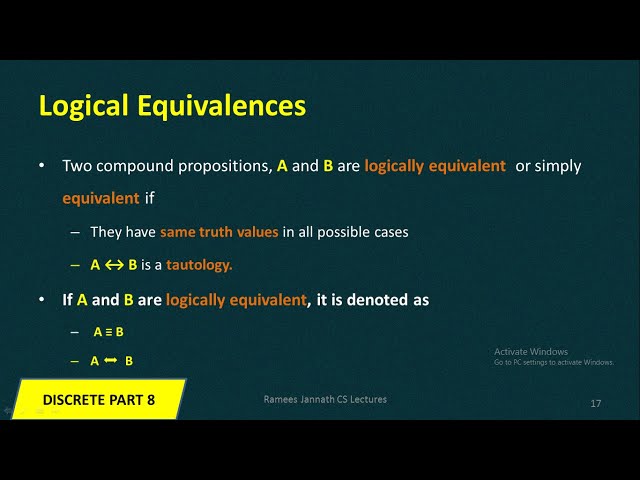 Logical Equivalences in Propositions(Malayalam) | Discrete Mathematics Part 8
