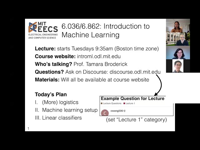 MIT: Machine Learning 6.036, Lecture 1: Basics (Fall 2020)