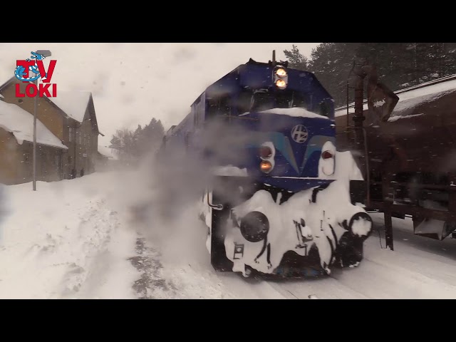Train in a snow storm / Croatia