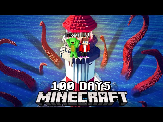 JJ and Mikey Survive 100 Days On The BEACON in Minecraft ! - Maizen