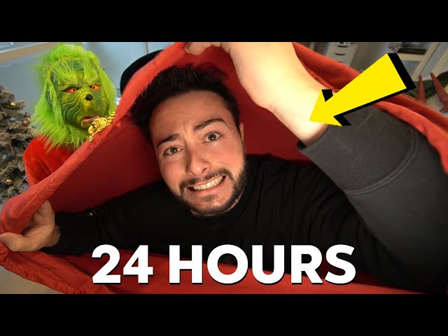 SPENDING 24 HOURS IN GRINCH'S CHRISTMAS BAG!! (SCARY)