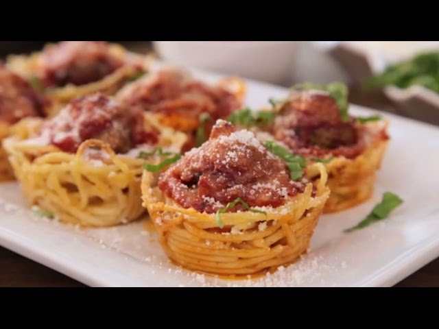 How to Make Spaghetti and Meatballs Muffin Bites | Appetizer Recipes | Allrecipes.com