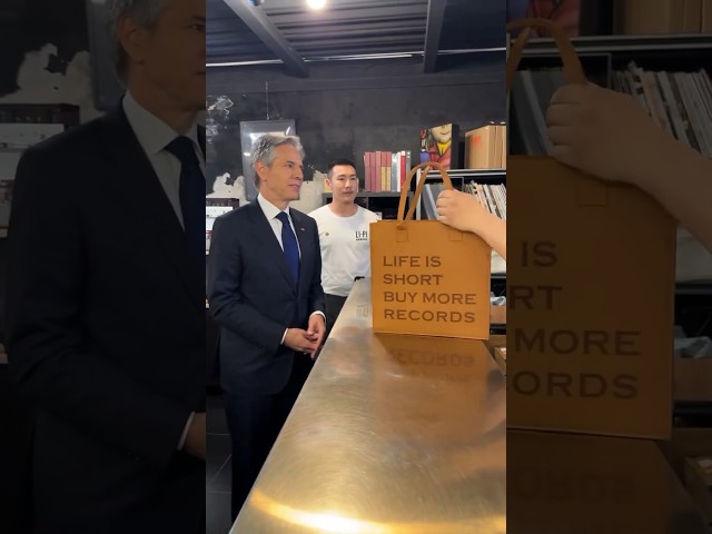 Secretary Blinken visits a record shop in Beijing, China