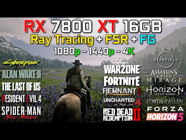 RX 7800 XT + RYZEN 5 7600X | Test in 20 Games | 1080p - 1440p & 4K | Ray Tracing + FSR + FG | 2024