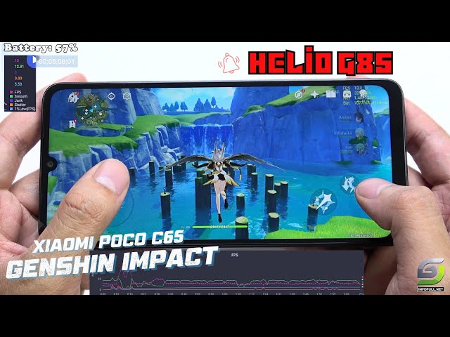 Poco C65 test game Genshin Impact Max Graphics | Helio G85