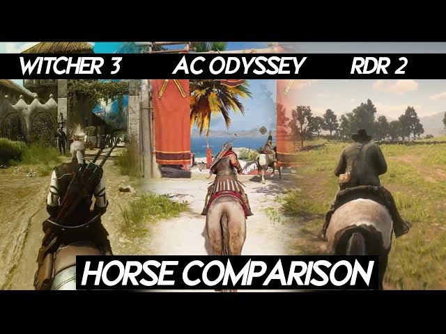 Red dead Redemption 2 "HORSE RIDING" VS Witcher 3 VS AC Odyssey | How smooth horse run ?