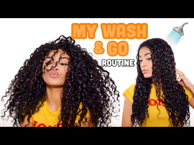 MY WASH AND GO ROUTINE! + Defined Curls | Natural Hair | jasmeannnn