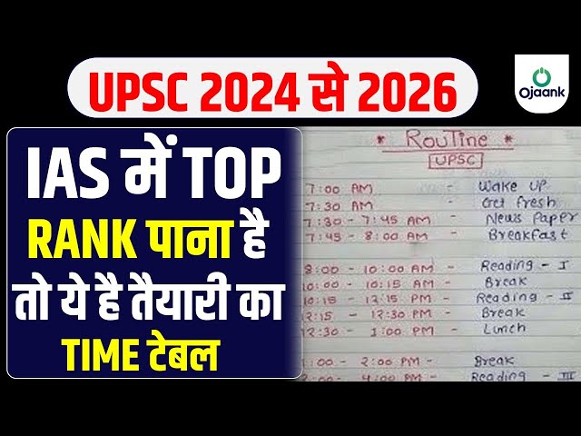 UPSC TOPPER बना देगा आपको ये TIME टेबल - 2024 से 2026 तक का IAS के लिए पढ़ाई का ऐसा TIME टेबल