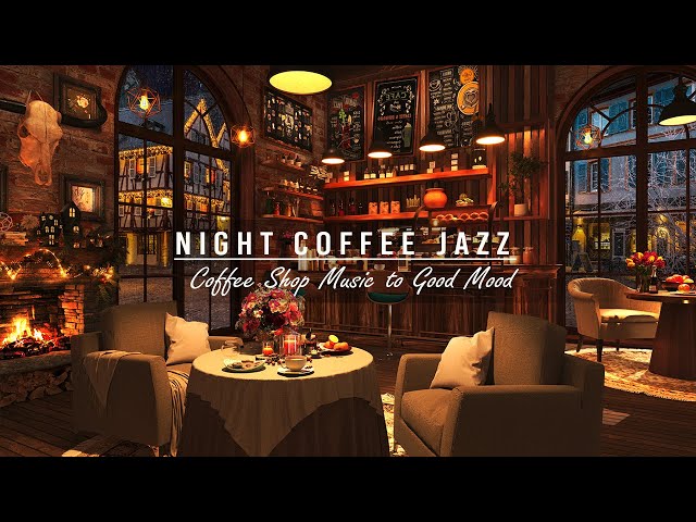 Relaxing Piano Jazz Music with Rainy Night Coffee Shop 4K  Smooth Jazz Music for Study, Work, Sleep