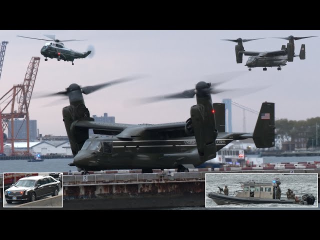 President Biden's helicopters land in New York | Gun boats, SWAT teams & heavy security 🇺🇸