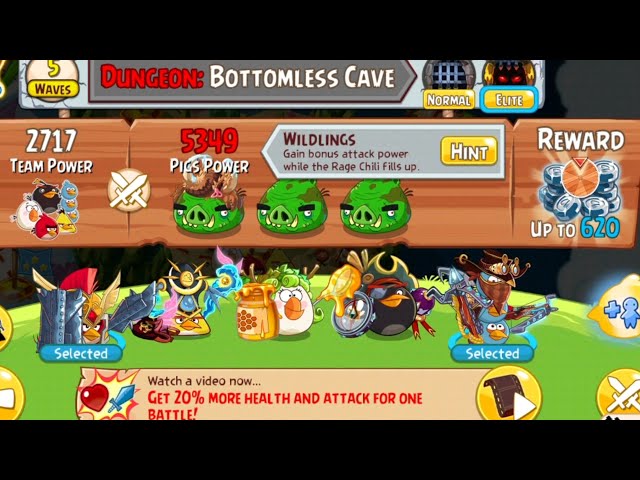 Level 100 Elite Bottomless Cave With Only Two Birds In Angry Birds Epic