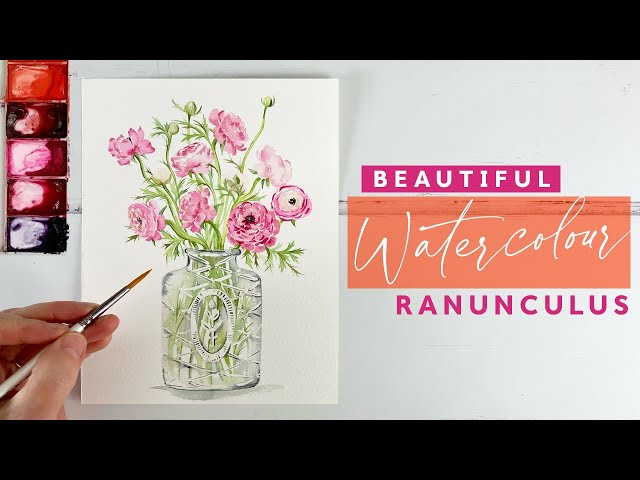 Paint A Vase Of Ranunculus Watercolour Flowers!