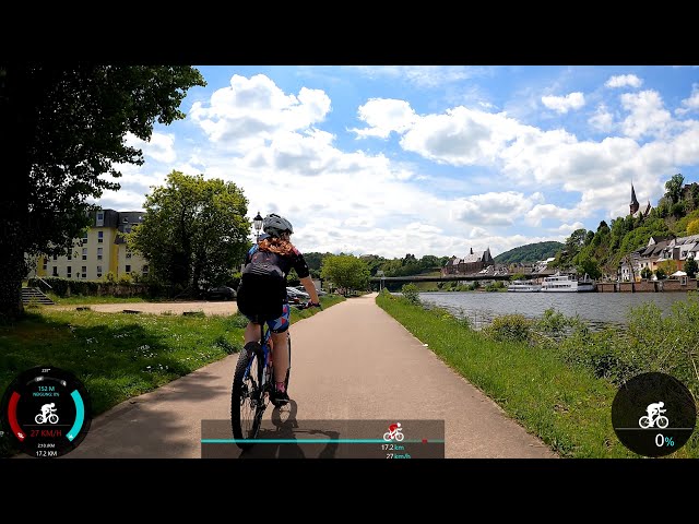 30 minutes Fat Burning Indoor Souke Cycling Workout from Mosel to Saar River Garmin 4K Video