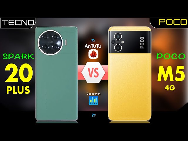 Tecno Spark 20 Pro Plus vs POCO M5 4G | #m6pro4gvs20+ #antutu #geekbench #pocpm5 #spark20plus
