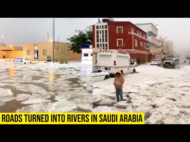 Hailstorm, downpour and flooding wreaks havoc in Saudi Arabia.