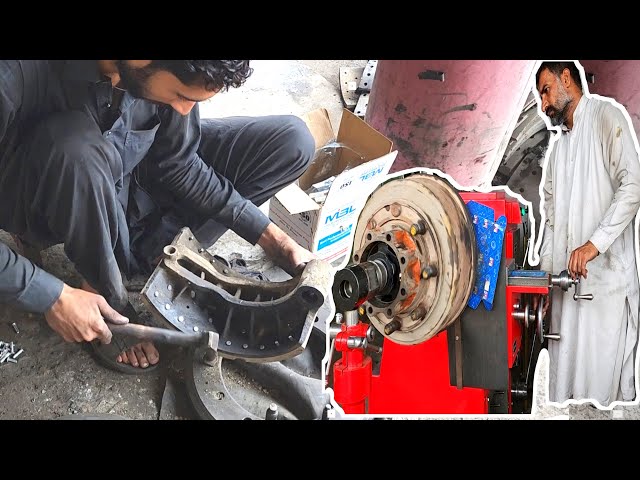 How Expert Mechanic's Clean Brake Drum With Lathe Machine | & Change Brake Pads | Brake Lining Truck