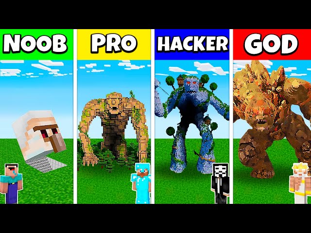 INSIDE GOLEM HOUSE BASE BUILD CHALLENGE - Minecraft Battle NOOB vs PRO vs HACKER vs GOD / Animation