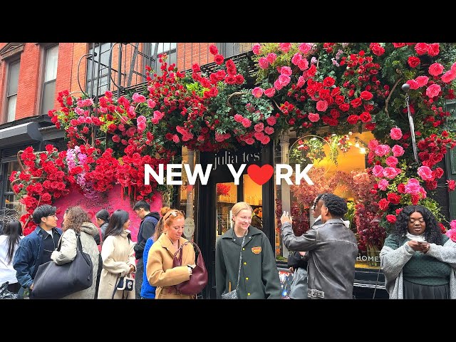 [4K]🇺🇸 New York City🚕🗽: Walking SoHo & Little Italy on Valentine's day Weekend💗🍫 Feb. 2024
