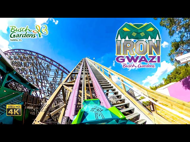 2022 Iron Gwazi Roller Coaster On Ride Front Seat 4K POV Busch Gardens Tampa