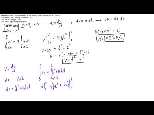 Acceleration as a function of time example (with non-constant acceleration)