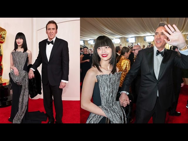 Nicolas Cage, 60, poses with wife Riko Shibata, 28, on Oscars red carpet