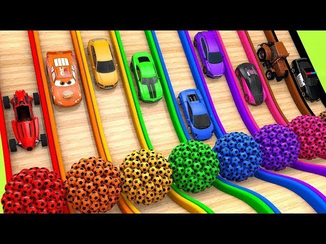 Assembling Slide Learn Colors with Mcqueen Assembly Tires with Street Vehicle Surprise Egg for kids