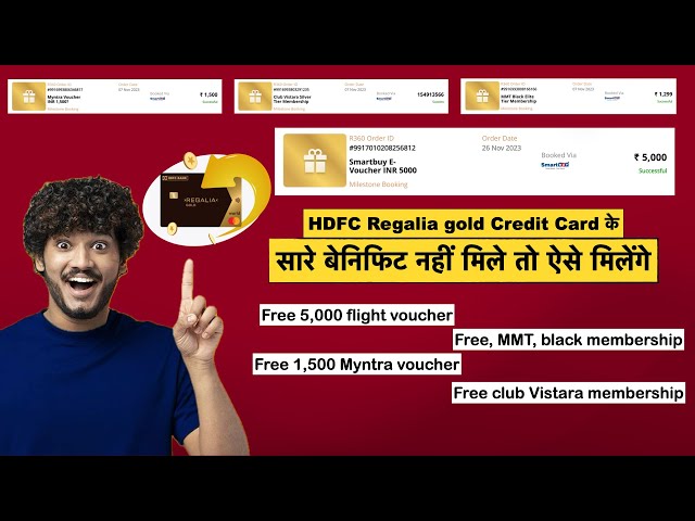 How to avail hdfc Regalia gold credit card benefits | Free flight voucher