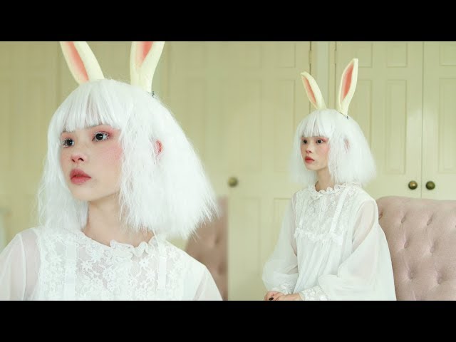 vintage white rabbit makeup tutorial 🐇 halloween 2017