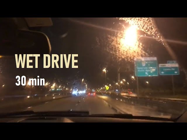 Drive During a Rain Storm at Night - 30 minutes Rain Sounds for Sleep