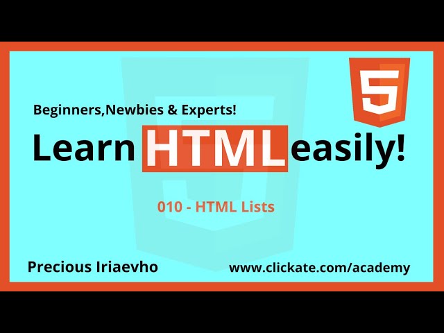 010 - HTML Lists - HTML Training Tutorials For Beginners