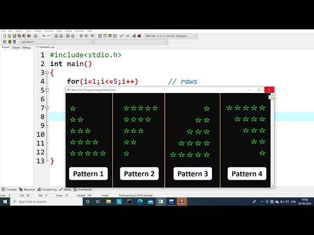 C Program to Print Star Pattern - Part 1 | Learn Coding