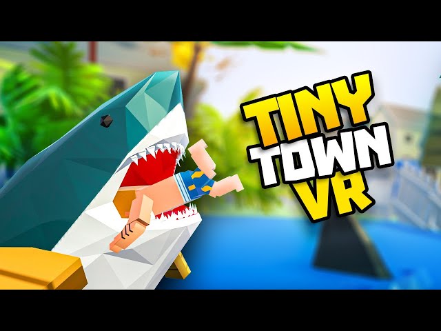 MAN'S HOUSE Invaded by MANEATING SHARKS! - Tiny Town VR