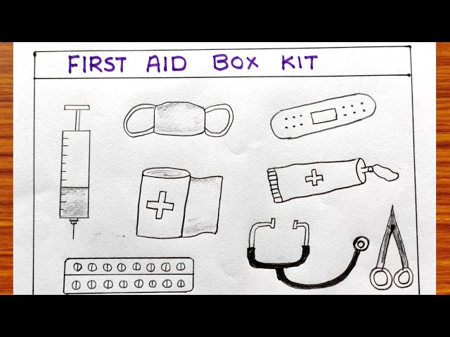 First Aid Kit drawing easy idea | First Aid Medical box kit | Emergency medical kit for home