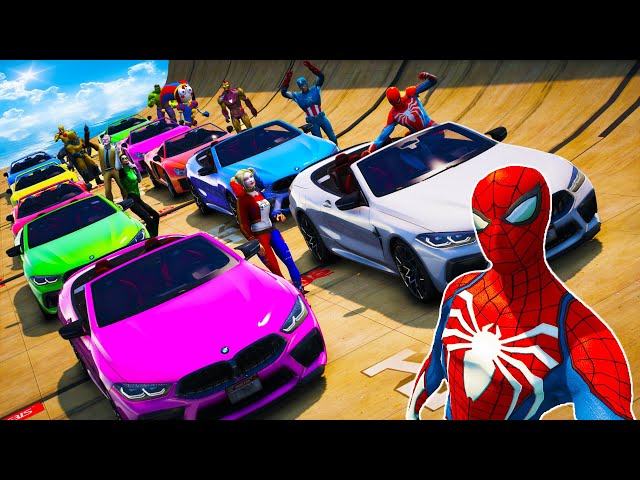 New Challenge with SuperHeroes and Cars Jet Ski Aircraft - Epic Sounds SPIDER-MAN mod GTA 5