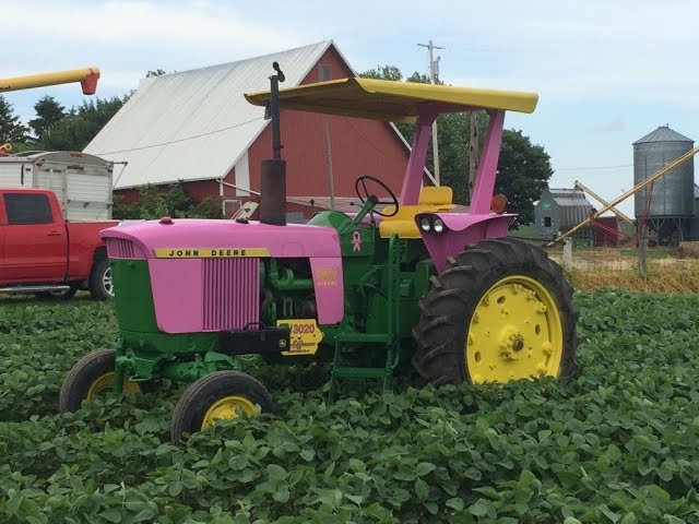 John Deere 3020 Tractor in Iowa Painted Pink For Breast Cancer Awareness