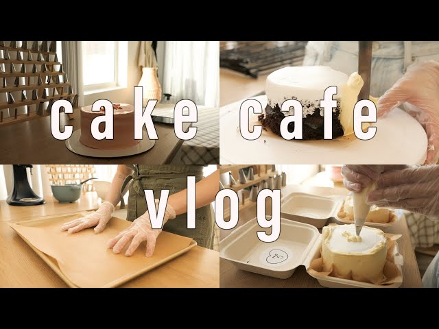 cake cafe vlog - peaceful day in cafe, mini bento box cakes, banana milk recipe