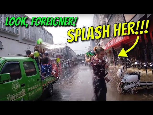 What it's like being the only foreigner at the water splashing festival....
