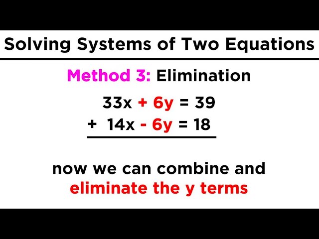 Solving Systems of Two Equations and Two Unknowns: Graphing, Substitution, and Elimination