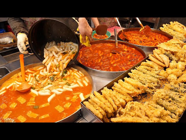 The King of Street Food! spicy rice cake , various fried foods - BEST 3 / Korean Street Food