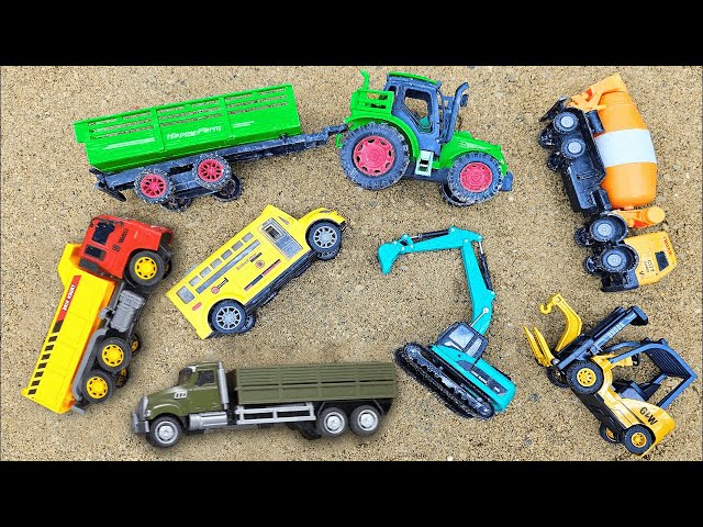 Find and rescue construction vehicles from the sand hole | Trucks toy stories