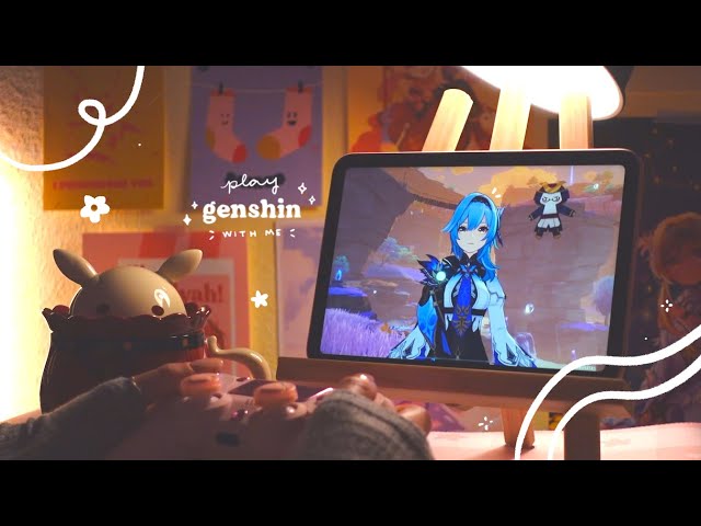 ☕️ playing genshin late at night on a cozy lil' ipad setup | 1hr of gameplay ambience (jp dub) ✩