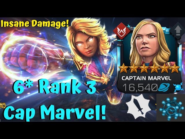 6* Rank 3 Cap Marvel! Insane Damage Output! My First 6* Rank Up! - Marvel Contest of Champions