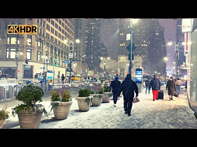 Relaxing Snow Walk NYC - Snowfall 4k - Snowing In Manhattan - Snowy New York City - Walking In Snow