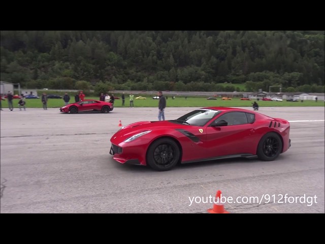 DRAG RACE Ferrari F12 TDF vs 720S vs Huracan Performante vs Aventador & others!