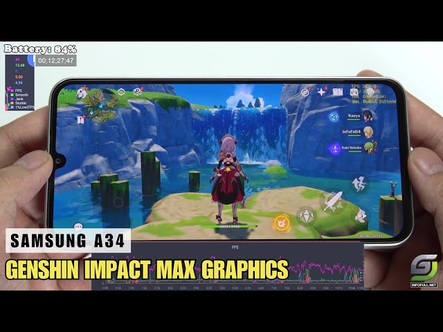 Samsung Galaxy A34 test game Genshin Impact Max Graphics 2024 | Highest 60FPS