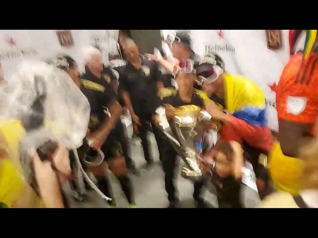 LAFC locker room celebration after winning the MLS Cup