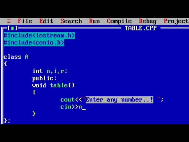 C++ program to print Multiplication table of a number using classes | Multiplication Table Program